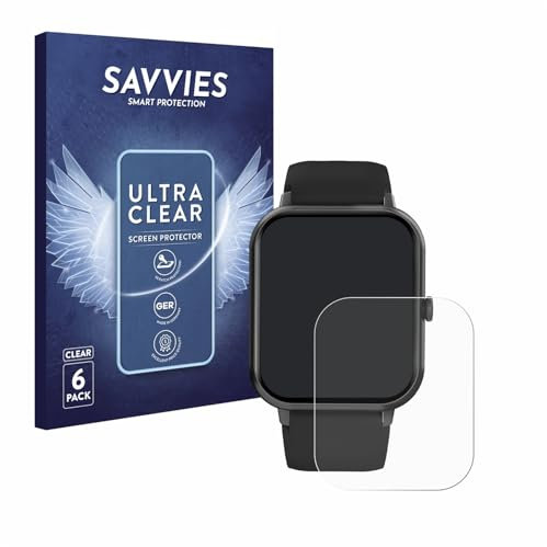 Savvies 6 Stück Schutzfolie für Yuede Smartwatch 1.85 Displayschutz-Folie Ultra-Transparent
