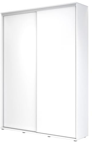 Meble Slupia - ZUZA Garderobenschrank - Kleiderschrank Schiebetüren - 150 x 242 x 45 cm - Kleiderstange Schrank - Kleider Schrank für Schlafzimmer, Flur, Jugendzimmer - Weiß