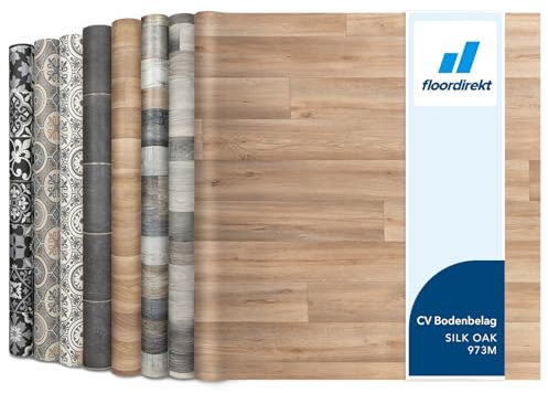 Floordirekt PVC Bodenbelag Meterware nach Maß Vinylboden, CV Linoleum für Küche & Balkon in Holzoptik, Fliesenoptik, Steinoptik - robust & pflegeleicht 200 x 400 cm | Atlantic Silk Oak 973M