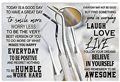 Zahnextraktionswerkzeuge Metallblechschilder Zahnarzt Büro Kunst Plakette Dekoration „Believe Yourself And Remember To Be Awesome“, Poster, Zuhause, Wohnzimmer, Wanddekoration, 30,5 x 40,6 cm