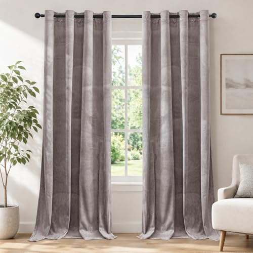 Ystyle Rideau Occultant Velours Lot De 2, 140x245cm, Rose Gris | Rideaux Salon Rideau Thermique Isolant Anti Chaud Intérieurs, Rideau Phonique Anti Bruit, Moderne Chambre Maison Dressing