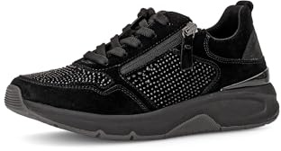 Gabor Damen Low-Top Sneaker, Frauen Halbschuhe,Strassenschuhe,Sportschuhe,Freizeitschuhe,Turnschuhe,Laufschuhe,schnürer,schwarz,40 EU / 6.5 UK