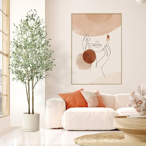 Alupssuc Olivo sintético de 6 pies, árbol de seda de olivo artificial para interiores con tronco de madera natural y frutas realistas, olivo falso para el hogar, sala de estar, dormitorio, balcón,