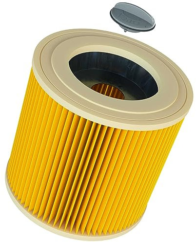 vhbw 1x filtre plissé compatible avec Kärcher WD 2 Plus V-12, NT 27/1 ME Professional, NT 27/1 Professional aspirateur - jaune