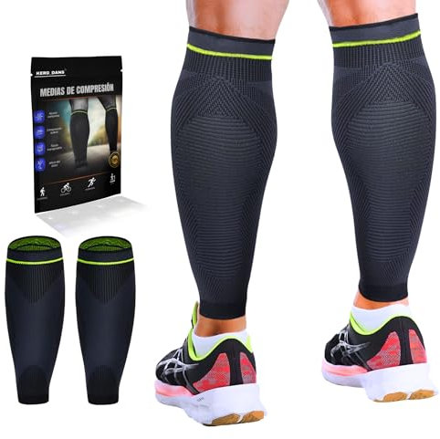 KERD_DANS Medias de Compresión(2uds), Mangas de Compresión Deportivas para Hombre y Mujer, Medias para Deporte, Varices y Dolor Muscular. (Large)