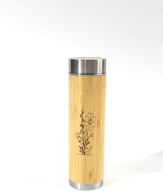 Premium Bamboo Tumbler Tea Infuser Bottle for Loose Tea with Detachable Tea Filter - Tea Gifts - Insulated Water Bottle/Iced Coffee Tumbler/Tea Thermos - Tea Gift Set Vacuum Insulated Flask 17oz/500ml