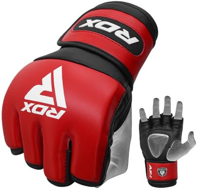 RDX MMA Gloves For Grappling Sparring, Martial Arts Mitts, Ventilated Palm, Wrist Support, Cage Fighting, Boxing, Combat Sports Training, Muay Thai, Punching Bag, Kickboxing Men Women Home Gym