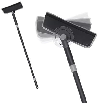 DAVAY Limpia Cristales 2 en 1 - Cabezal Giratorio 360º y Mango Desmontable - Ideal para Limpiar Cristales por Dentro y por Fuera -Limpiador Extensible 135cm de Largo - Adecuado para Vidrios y Espejos