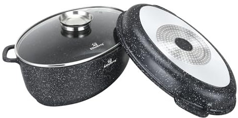 Klönberg Cocotte en fonte d'aluminium - 8 l - Poêle à frire 2 en 1 - Noir - KB4036
