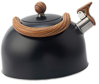 Cabilock Hervidor De Agua Chirriante Olla Hirviendo Hervidor De Agua Para Estufa Tetera Hervidores Olla De Acero Inoxidable Olla De Metal Nailon Recubierto De Caucho Black