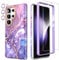 SHEDEER 4-in-1 Samsung Galaxy S25 Ultra Case with Screen Protector + Bumper & Camera Protector | Military-Grade Shockproof 360° Protection, Glossy Fade-Resistant Pattern Design Phone Cases (Purple)