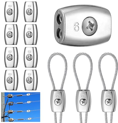 Moxweyeni 10 Pcs Electric Rope Connectors 4.5 mm 6 mm Poly Rope Connector Heavy Duty Wires Splicer Galvanized Steel Electric Fence Connectors for Electric Rope Agricultural Fencing Connection