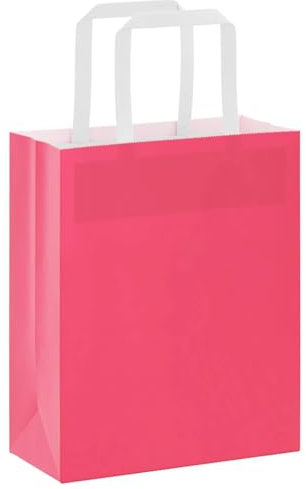 vidaXL Sacchetti di Carta 250 pz con Manici Rosa 18x8x22 cm, Sacchetto di Carta, Sacchetto Regalo di Carta, Sacchetto Regalo di Carta