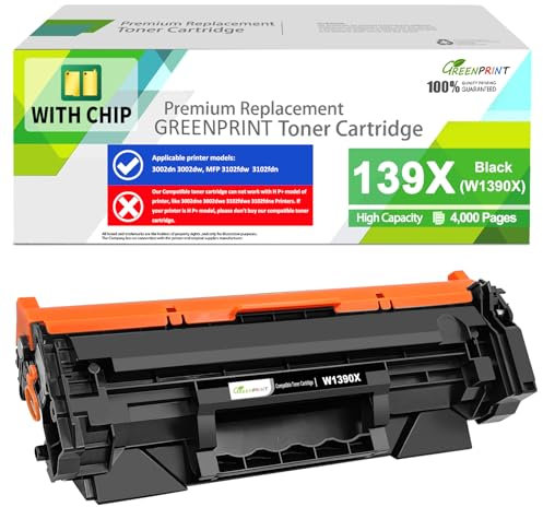 【mit CHIP】 139X W1390X (139A W1390A) Kompatible Schwarze Tonerkartusche mit Hoher Kapazität 4000 Seiten für 3002dw 3002fdw 3102fdw 3102fdne Funktioniert nicht mit H P+, deren Modellname e endet