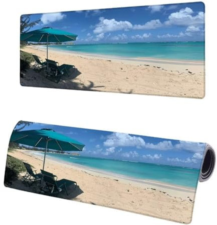 Tapis de Souris XXL Gaming 800x400x3mm, Grand Tapis de Souris Paysage, Imperméable sous Main Bureau, Base en Caoutchouc antidérapante, Multifonctionnel Etendu Mouse Pad Océan pour Bureau, Gamer G-9