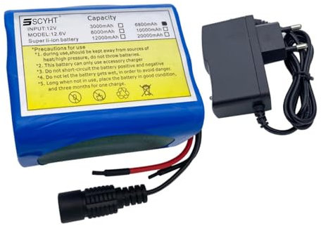 SSCYHT 3S2P Lithium Battery Pack 12V 6.8Ah Rechargeable Li-ion Battery 6800mAh Backup Battery with Charger for LED Light Strips/Street Lights 12V Device Spare Battery