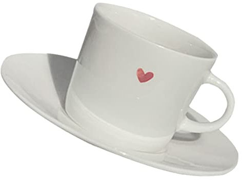 PRETYZOOM Ceramic Mug Saucer Cute Cup Creative Mug for Drinks Milk Latte Cappuccino Cup Handle for Home Office