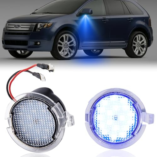 OZ-LAMPE LED Umfeldbeleuchtung Spiegel für Ford Edge F150 Taurus Flex Raptor Explorer Expedition Taurus E, Blaue außenbeleuchtung spiegel, 2 Stück, Canbus Fehlerfre