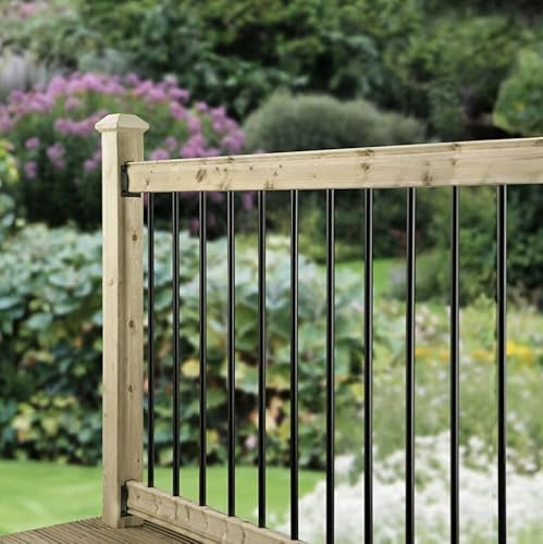 eDecks Traditional Decking Balustrade Kit Handrail System - 1.2m - Aluminium Rails - Excluding Posts - Durable Metal & Timber Decking Handrail Kit for Patios, Decks & Outdoor Spaces