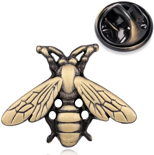 HONEY BEAR Broche Clips Pins Abeilles Vintage pour Costume Homme/Femme,Cadeau de Mariage affaires,Or avec Noir