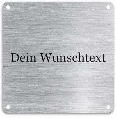 WIENS3D Klingelschild Edelstahl mit Gravur | Namensschild - Türschild - Gartenschild personalisiert für Briefkasten | Büroschild - Grabschild - Bankschild - Stallbox - Hundehütte | (100x100x1,5 mm)