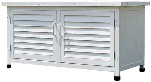 Gartenschrank Mit Doppeltüren Wetterfester Geräteschuppen Aus Holz Für Terrasse Garten Und Balkon Wasserdicht Massivholzkonstruktion Werkzeugkiste(Weiß)