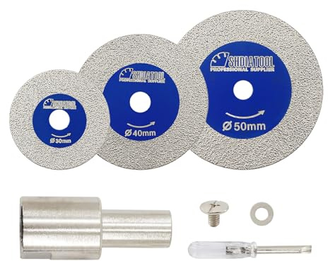SHDIATOOL Mini-Glas-Trennscheibe 30/40/50MM mit M14 Flansch und Schraubendreher, 1mm ultra-dünne Diamant-Trennscheibe für Glas, Jade, Kristall, Keramik usw., 3er Pack