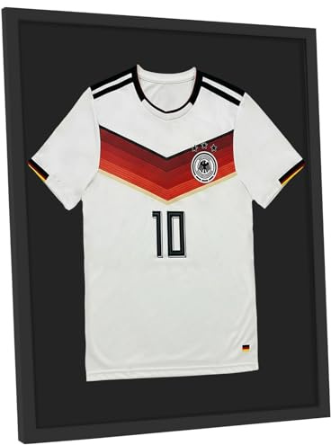 WISYOK Trikotrahmen, 70x90cm, Holz Frame mit Acrylplatte, Schwarz | Trikot Rahmen, 3D Bilderrahmen zum Befüllen, Schwarz, Für Fußball-, Basketball-, Eishockey- und Rugbytrikots