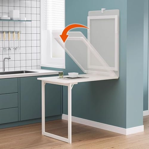 Klapptisch Wandmontage Küche Spanplatte + Halterung Aus Kohlenstoffstahl, Starke Tragfähigkeit, Wandklapptisch Küche für Arbeitszimmer, Küche(80 * 58cm)