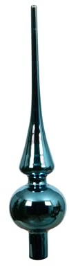 Kaemingk Christbaumspitze Glas 26cm hoch D=6cm Weihnachtsbaumspitze matt - Christbaumschmuck & Weihnachtsbaumschmuck - Folkloreblau glänzend