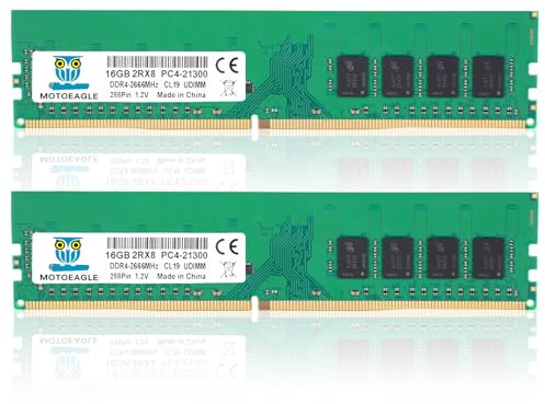 32GB (2x16GB) KIT DDR4 2666MHz PC4-21300 Non-ECC Unbuffered 1.2V CL19 2RX8 288 Pin UDIMM Desktop PC Memory RAM