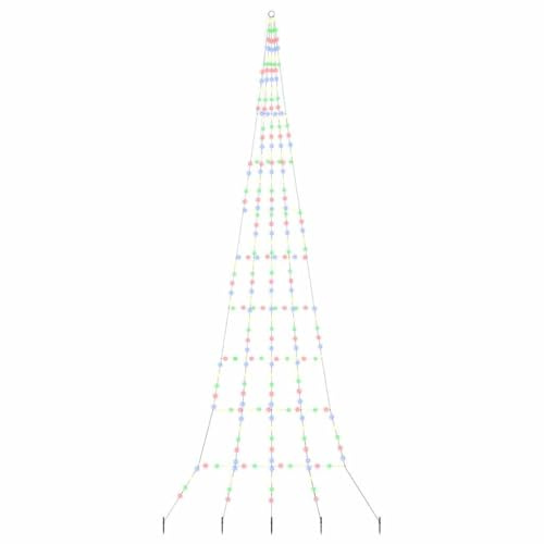 vidaXL LED Weihnachtsbaum mit 276 LEDs Mehrfarbig 511 cm Metall, Moderne Wohnzimmer Deko, stabiler Metallrahmen, LED-Baum mit USB-lichtern, festliche Outdoor-Garten Atmosphäre
