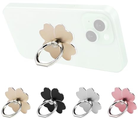 JYNXOR 4 Stück Handy Ringhalter mit Ständer Handy Blumen Fingerring Griffe Ständer 360° Drehung Handy Ring Halterung Universelles Zubehör Kompatibel mit Smartphones Mobiltelefonen Handyhüllen