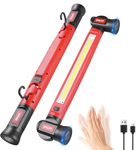 LED Work Light Rechargeable, 3000 Lumens Magnetic Inspection Light with Sensor Control, 5200mAh Mechanic Light Bar for Garage, Workshop, Car Repair