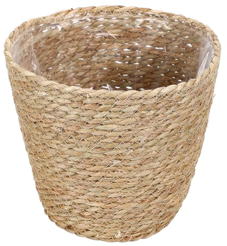 Maceta Decorativas de Rústica Tejida Paja para Plantas y Flores | Cesta de Almacenamiento para Hogar y Floristería, Material PE y Paja, Uso Decorativo y Siembra