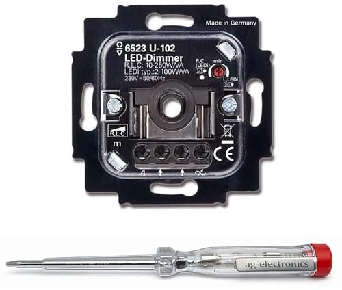 Spannungsprüfer 120-250V® + BUSCH-JAEGER LED-Dimmer 6523 U-102 2D AN 250 VA