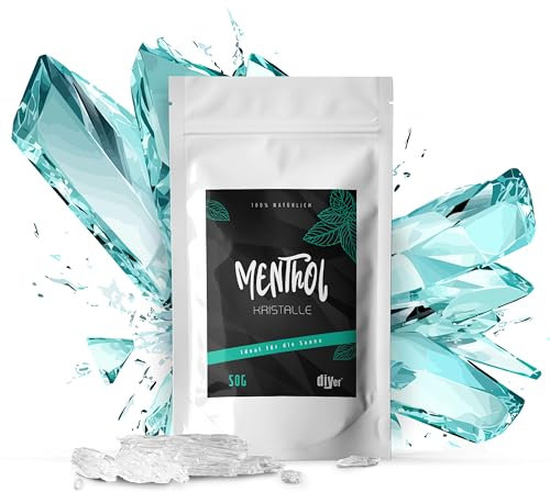 DIYer® 50g Mentholkristalle im praktischen Zipper Beutel - zertifizierte Premium Qualität aus 100% reinem Minzöl - Ideal als Sauna Aufgussmittel - Eiskristalle - Ideales Sauna Zubehör