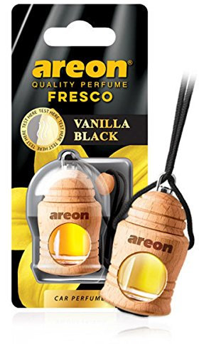 AREON Fresco Auto Vanille Schwarz Duft Glas Duftflakon Flakon Holz Hängend Anhänger Spiegel 4ml (Pack x 1)