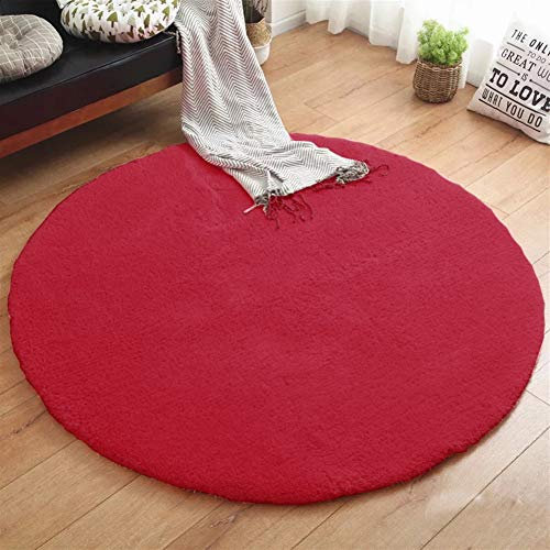 LIVEINU Hochflor Shaggy Teppich für Wohnzimmer Langflor Pflegeleicht Rund Teppich Hochwertig Hohe Fadendichte Wasser Absorbierend Badezimmerteppich Für Wohnzimmer Rot Ø 160 cm