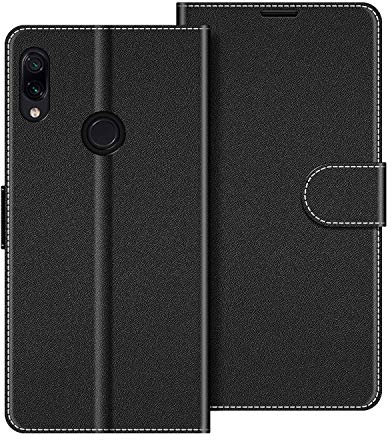 COODIO Coque en Cuir pour Xiaomi Redmi Note 7, Étui Housse Pochette Fonction Stand pour Xiaomi Redmi Note 7, Noir