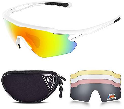 Snowledge Sportbrille Fahrradbrille Herren und Damen Radsportbrille Sonnenbrille Erwachsene Sport Radbrille Polarisiert Windschutz Brille Motorradbrille Rahmen TR90 UV400 Schutz
