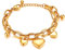 JewelryWe Schmuck Damen Armband Edelstahl doppelt Kette Charmsarmband Armkette mit Herz Anhänger Gold