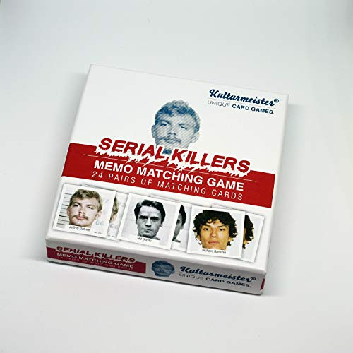 Kulturmeister - Notorious Serial Killers Memory Match Game - Spannendes Memory Matching-Spiel mit Serienmörder-Thema, engagieren Sie sich für tollen Kartenspaß für Spieleabende & Puzzle-Enthusiasten
