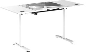 Ultradesk - Scrivania regolabile in altezza Level V2 - Scrivania elettrica per computer - 140x68 cm, per il gioco, il telelavoro - Set con tappetino per mouse XL - Nero, bianco