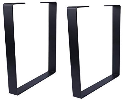 Osring 16 Inch Coffee Table Legs U-Shaped, 2pcs Solid Steel Table Legs for Furniture, TV Stand and Bench, Black