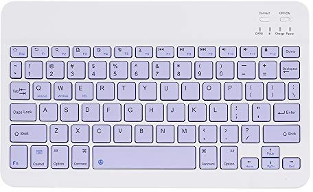 Fesjoy Tastiera BT wireless, Tastiera BT wireless da 10 pollici Tastiera BT ricaricabile colorata universale a tre sistemi Tastiera universale per tablet cellulare Viola