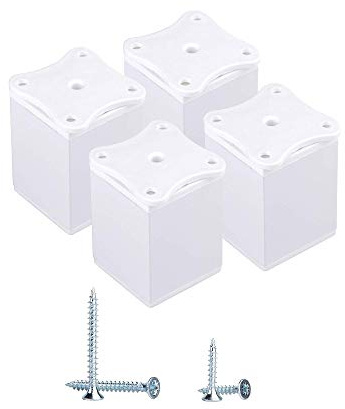 Lot de 4 pieds de table modernes réglables en hauteur Blanc 6 cm Profil angulaire 40 x 40 mm Matériaux aluminium plastique Vis incluses (4, blanc)