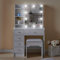 TUKAILAi White Dressing Tables with Hollywood LED Lights Mirror, 5 Drawers Vanity Makeup Table with Sliding Mirror and Stool for Bedroom Girls Women