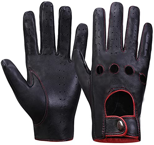 MGGMOKAY Herren Leder Autohandschuhe Touchscreen Lederhandschuhe Ungefüttert