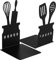 Zonon Black Kitchen Bookends 5.9 x 3.9 x 3.9 Inch Spoon Decorative Metal Cookbook Storage Books Stoppers